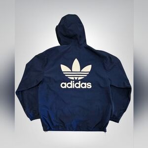 Adidas Dark Navy Blue Hoodie with White Trefoil